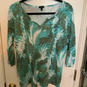 Talbots Blue Green Relaxed Tunic Top